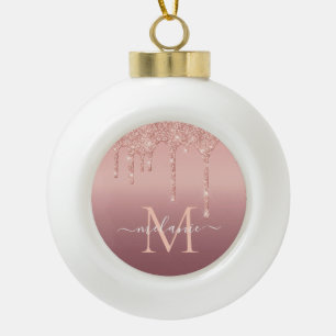 Ornement de Noël en lettre avec paillettes Rose Go