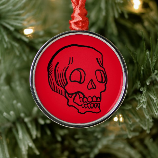 Ornement de Noël en métal du crâne (Arbre)
