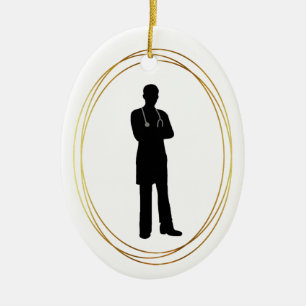 Ornement de Noël en silhouette de médecin masculin