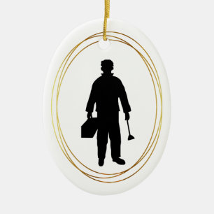 Ornement de Noël en silhouette noire en plombier