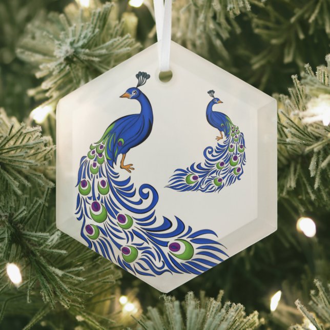 Ornement de Noël en verre-Peacocs (Insitu)