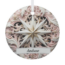 Ornement de Noël étoilé personnalisé avec rose