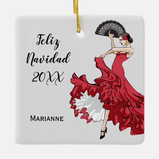 Ornement de Noël Flamenco personnalisé (Devant)
