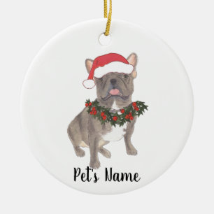 Ornement de Noël Frenchie Gris Bleu
