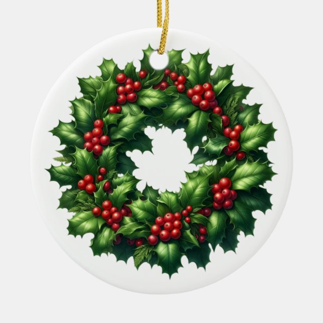 Ornement de Noël Holly Wreath (Devant)