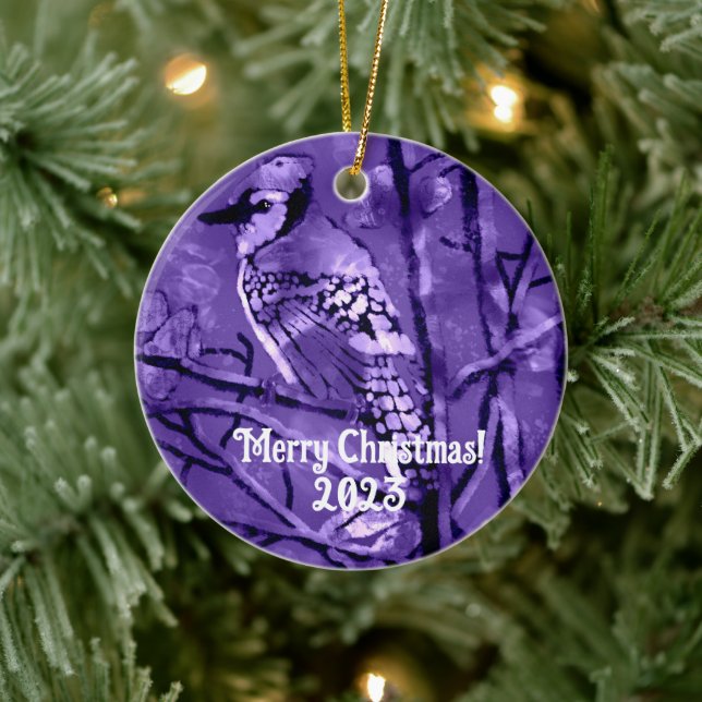 Ornement de Noël Jay Bleu Art Abstrait Violet (Arbre)