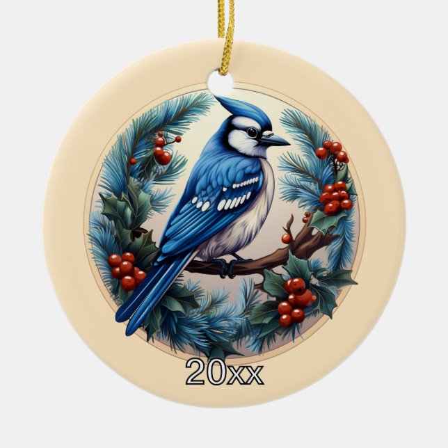 Ornement de Noël Jay bleu personnalisé (Devant)