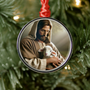 ORNEMENT DE NOËL JÉSUS AVEC AGNEAU