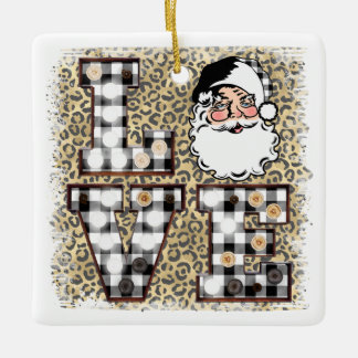 Ornement de Noël !  Leopard Santa Claus Love 