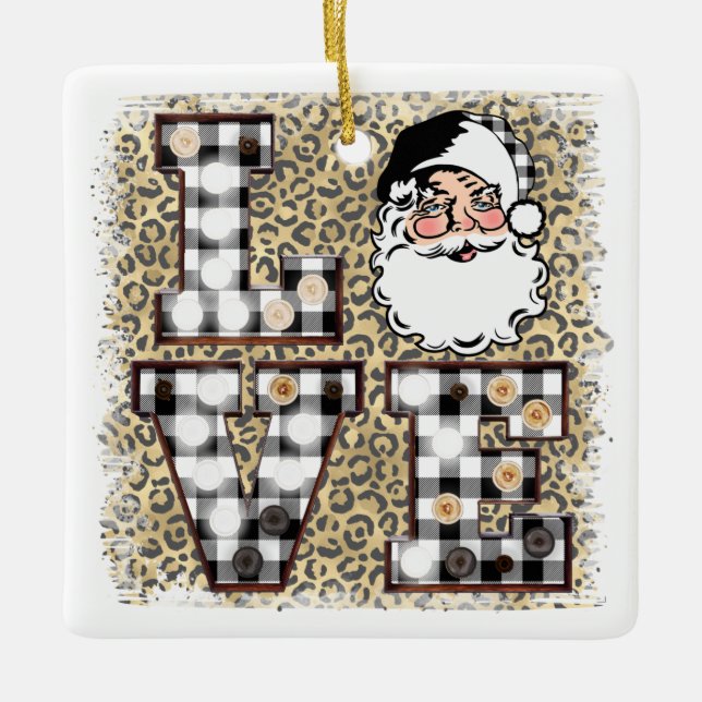 Ornement de Noël !  Leopard Santa Claus Love  (Devant)