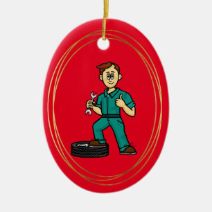 Ornement de Noël mécanique masculin blanc