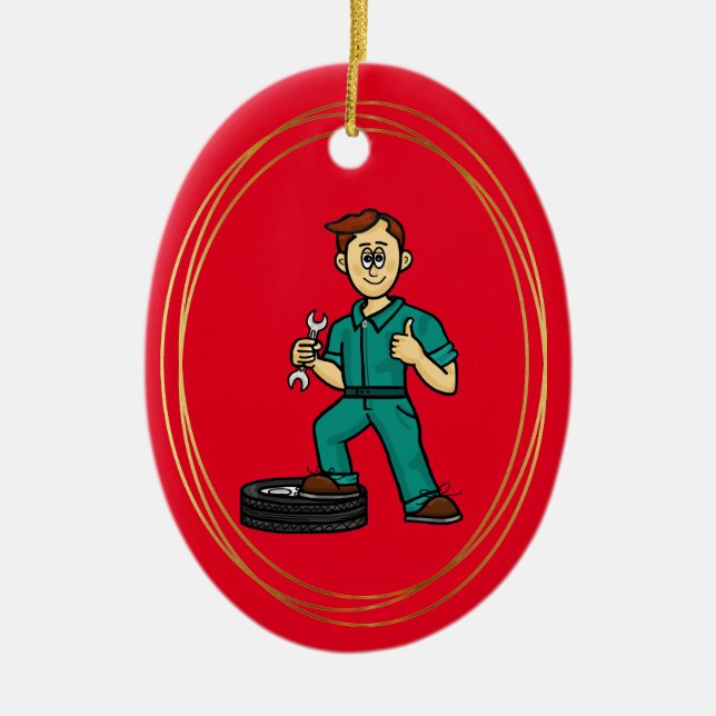 Ornement de Noël mécanique masculin blanc (Devant)