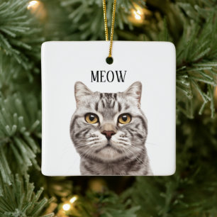 Ornement de Noël Meow avec photo de chat