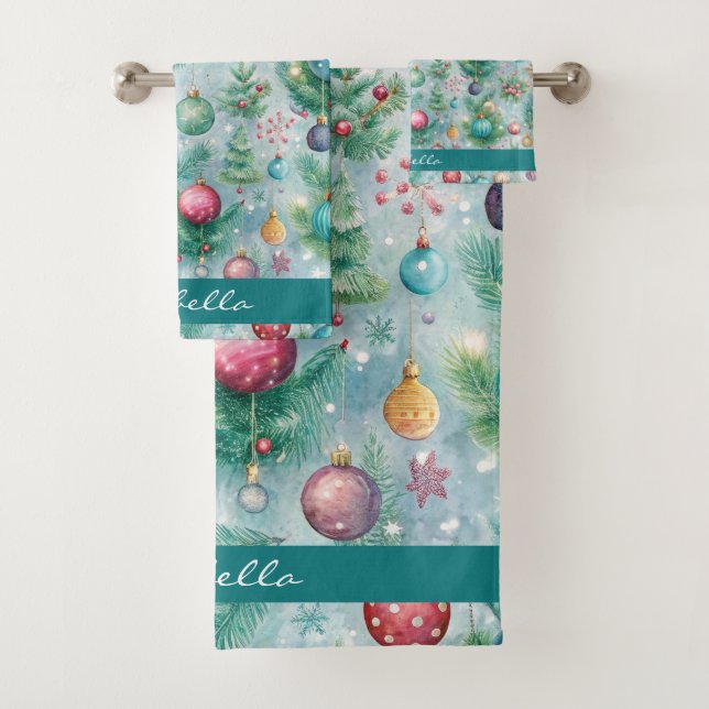 Ornement de Noël Pastel sur mesure Holly Berry (En situation)