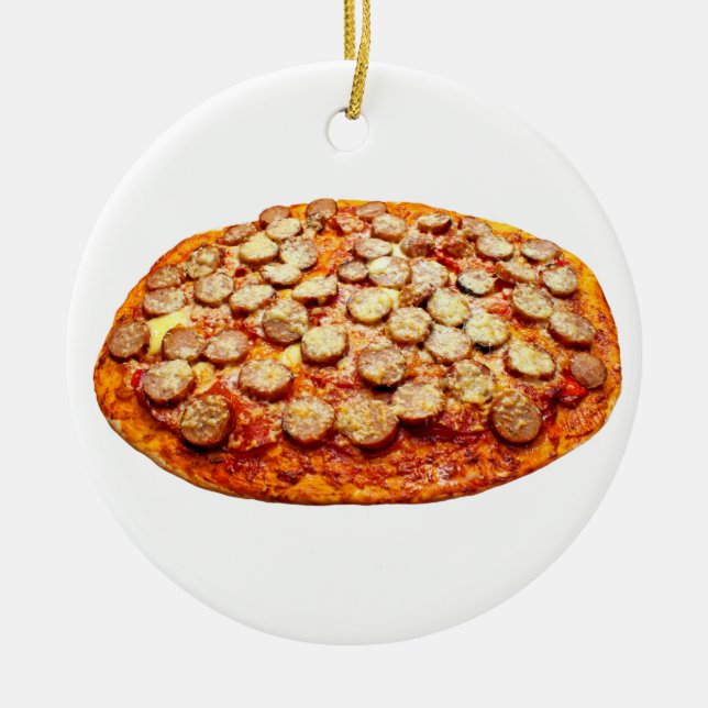 Ornement de Noël Pepperoni et Saucisse Pizza (Devant)