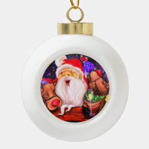 Ornement de Noël Père Noël et Rennes s'amusent