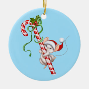 Ornement de Noël - Père Noël Mouse Ornement en cér