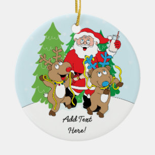 Ornement de Noël Père Noël & Reindeer Personnalise