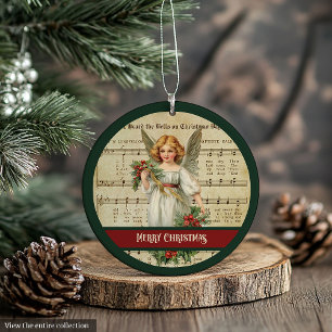 Ornement de Noël personnalisé Ange rétro Célébrati