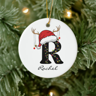 Ornement de Noël personnalisé avec initiale alphab