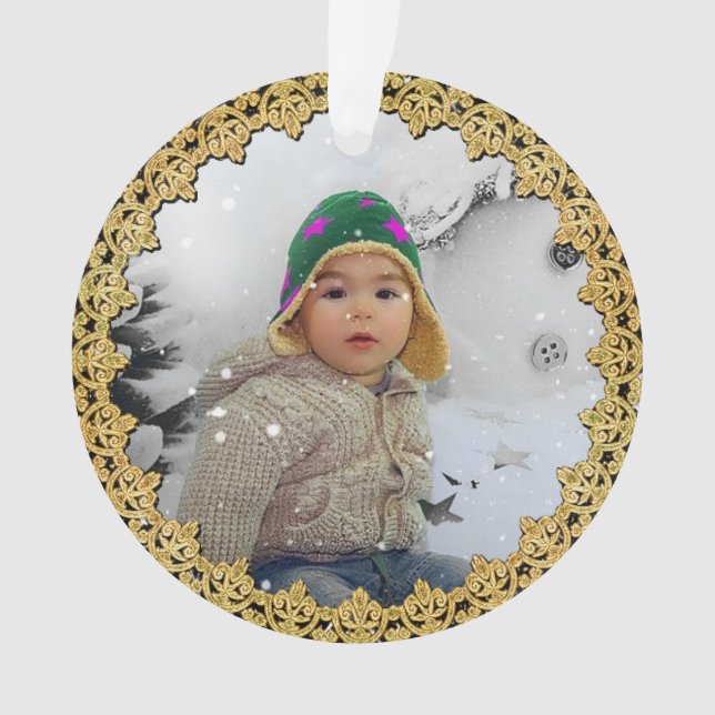 Ornement de Noël personnalisé bordé d'or (devant)