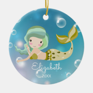 Ornement de Noël personnalisé de sirène moderne