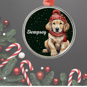 Ornement de Noël personnalisé Golden Retriever