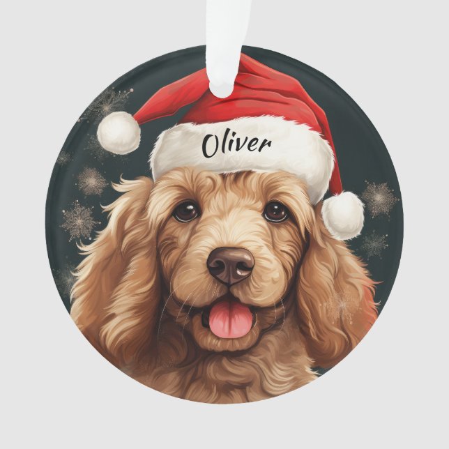Ornement de Noël personnalisé Goldendoodle (devant)