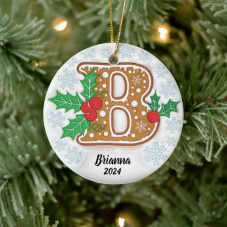 Ornement de Noël personnalisé Monogramme Lettre B