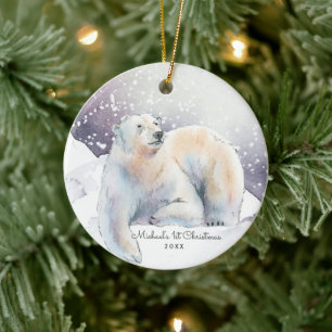 Ornement de Noël personnalisé ours polaire