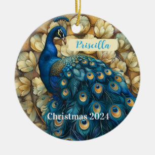 Ornement de Noël personnalisé Peacock