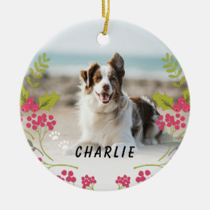 Ornement de Noël personnalisé pour chien avec 2 ph
