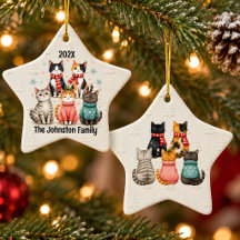 Ornement de Noël personnalisé pour famille de chat