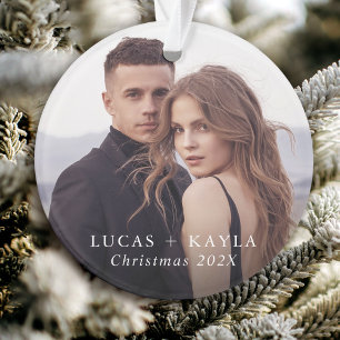 Ornement de Noël personnalisé romantique à 2 photo
