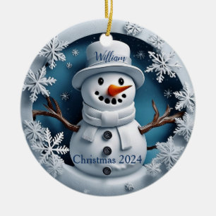 Ornement de Noël personnalisé Snowman