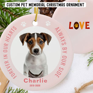 Ornement de Noël photo commémoratif rose saumon po