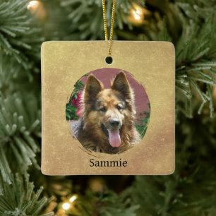 Ornement de Noël photo de chien en or