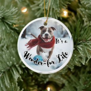 Ornement de Noël Pitbull en céramique