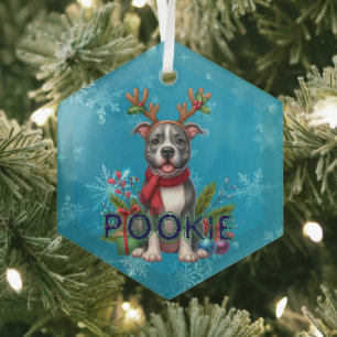 Ornement de Noël Pitbull personnalisable