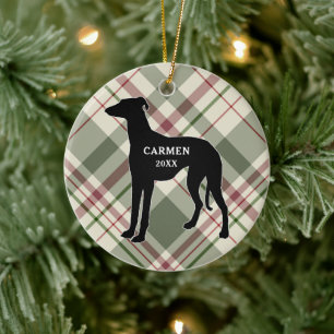 Ornement de Noël Plaid Greyhound