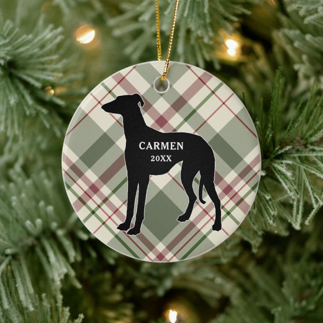 Ornement de Noël Plaid Greyhound (Arbre)