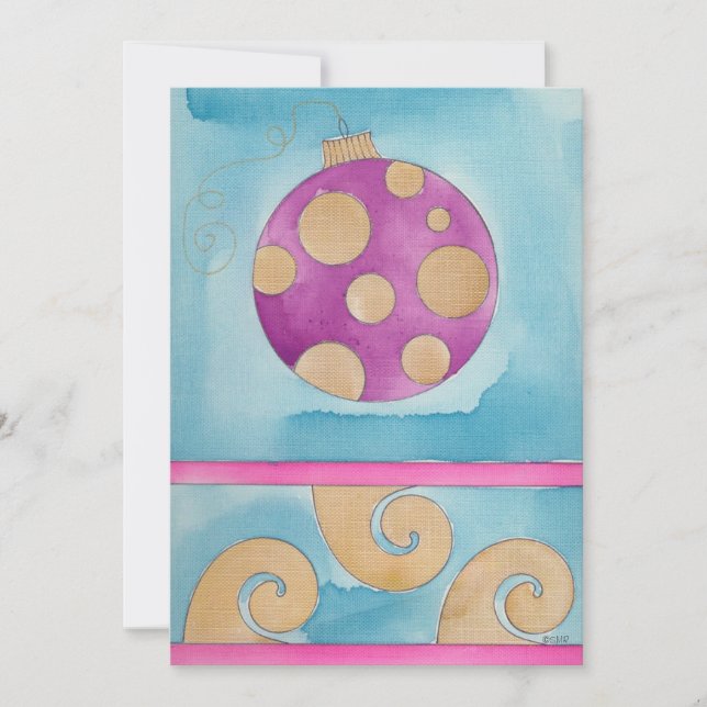 Ornement de Noël Polka Dot - Carte de Noël Plat (Devant)