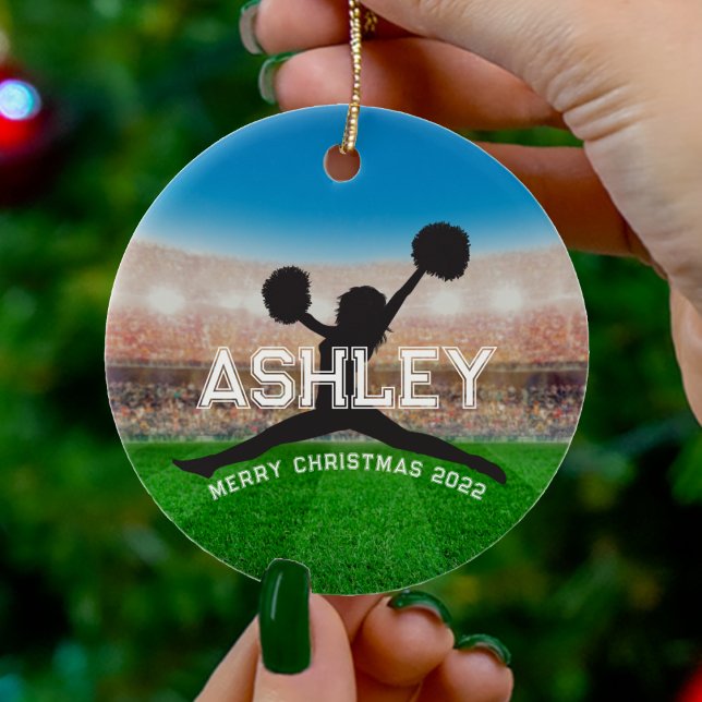 Ornement de Noël pom-pom girl pour femmes et fille (cheer cheerleader cheerleading Christmas ornament)