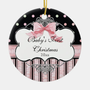 Ornement de Noël pour bébé - French Bow Swirl