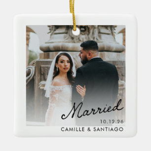 Ornement de Noël pour couple marié moderne