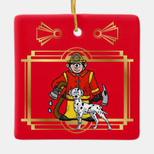Ornement de Noël pour les pompiers et les Dalmatie