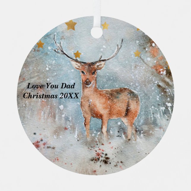 Ornement de Noël pour papa avec cerf (Recto)