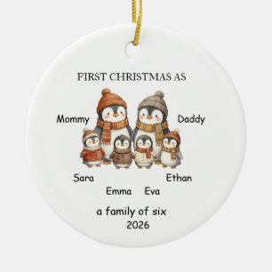 Ornement de Noël pour une famille de six, pingouin