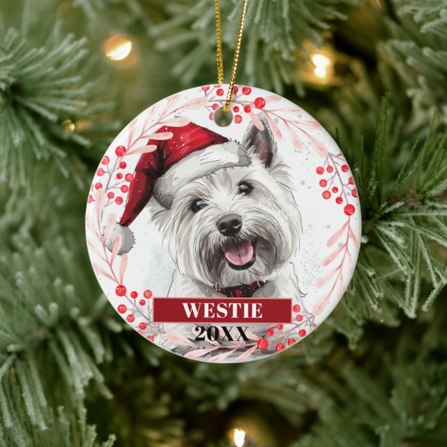 Ornement de Noël représentant un terrier Westie av (Arbre)