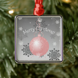 Ornement de Noël rose fantaisie en céramique